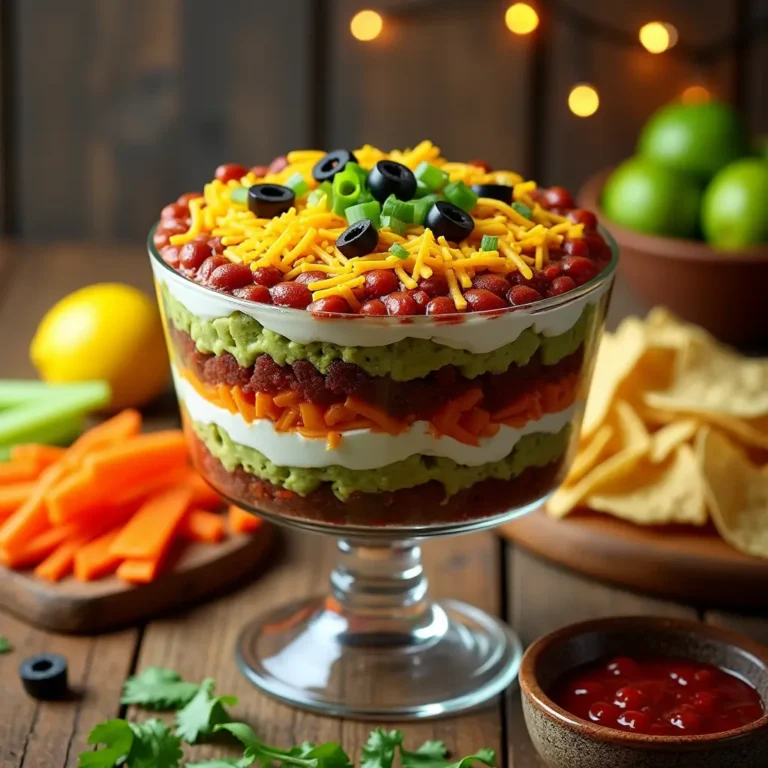 7-layer dip in a trifle dish